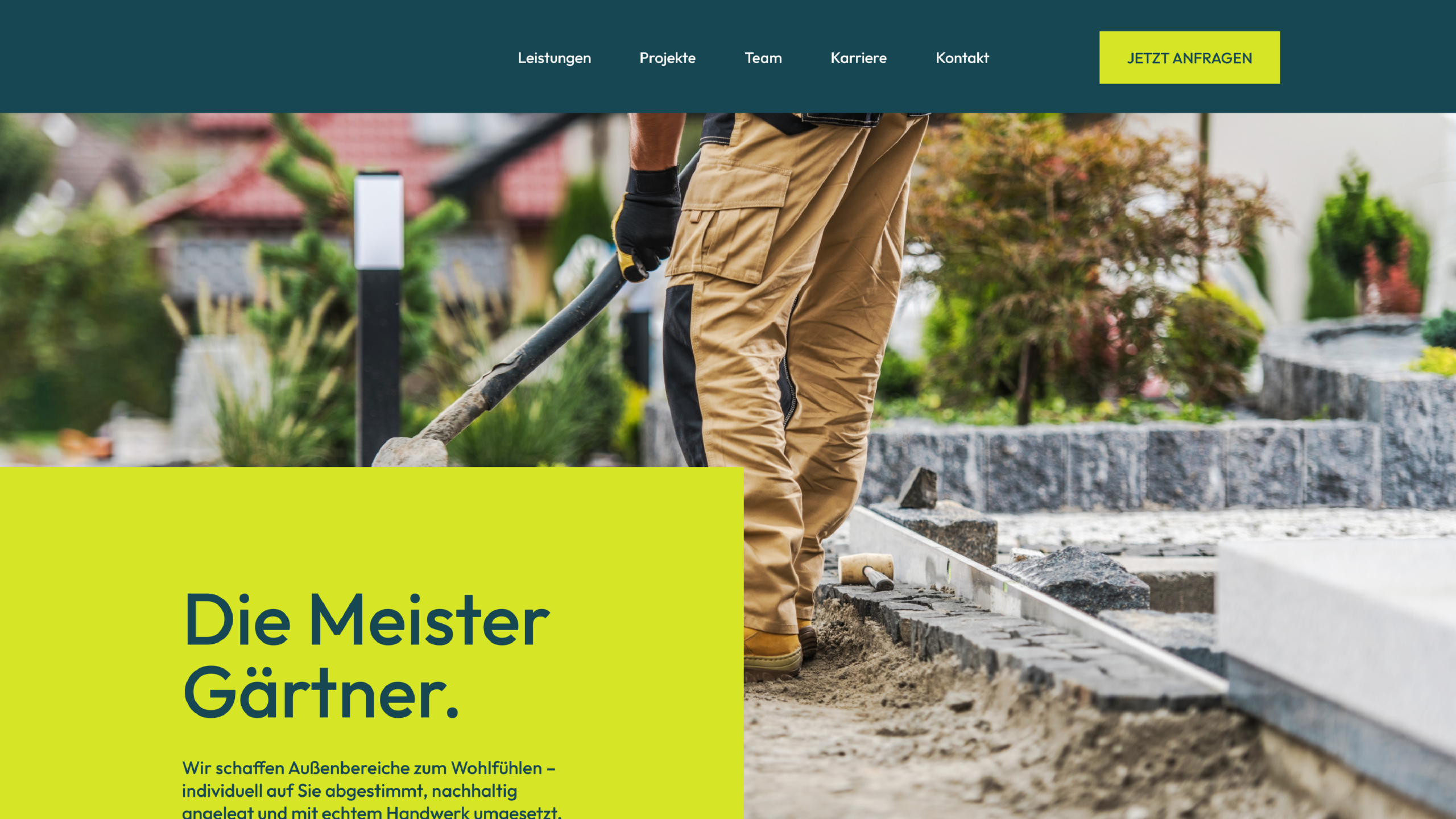 moderne Landingpage Garten- und Landschaftsbau